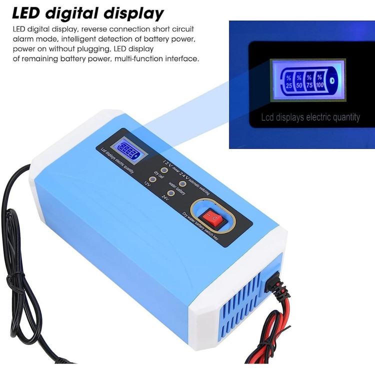 شارژر باتری هوشمند 12/24 ولت 10 آمپر LCD