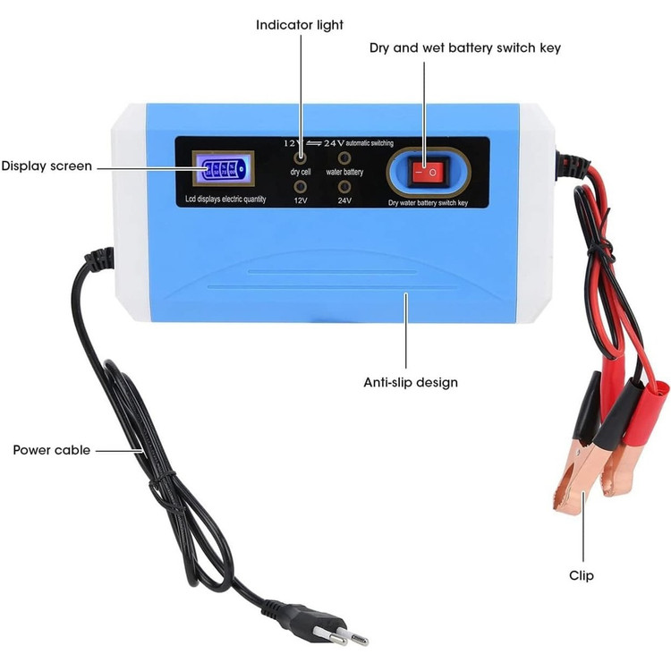 شارژر باتری هوشمند 12/24 ولت 10 آمپر LCD